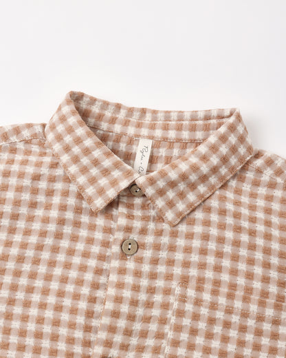 Rylee + Cru Collared Long Sleeve Shirt - Fawn Gingham
