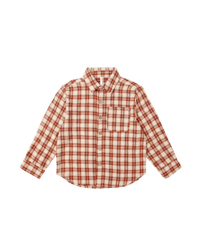 Rylee + Cru Collared Long Sleeve Shirt - Red Plaid