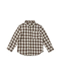 Rylee + Cru Collared Long Sleeve Shirt- Charcoal Check