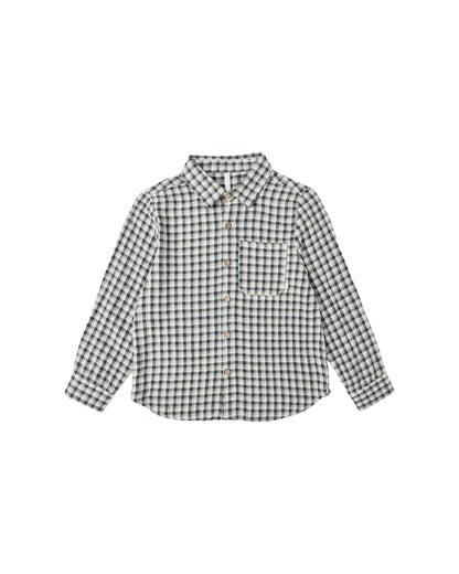 Rylee + Cru Collared Long Sleeve Shirt - Navy Check