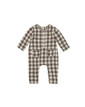 Rylee + Cru Long Sleeve Woven Jumpsuit - Charcoal Check