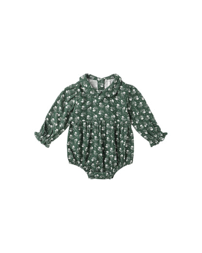 Rylee + Cru Cora Romper - Green Ditsy