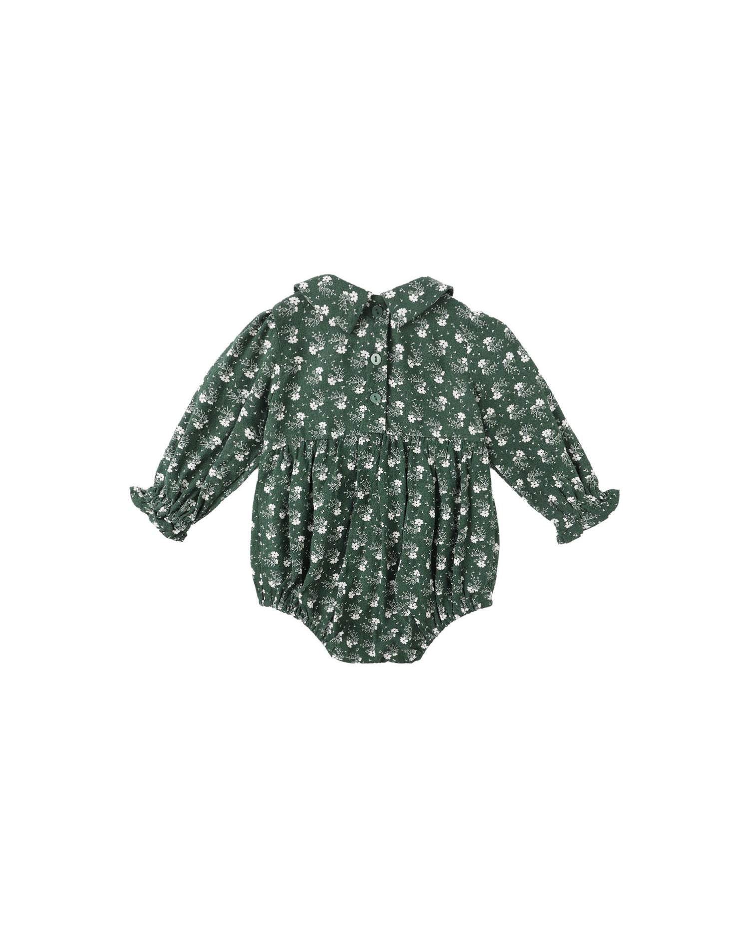 Rylee + Cru Cora Romper - Green Ditsy