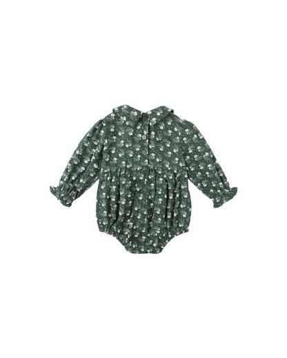 Rylee + Cru Cora Romper - Green Ditsy