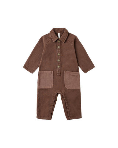 Rylee + Cru Collared Baby Jumpsuit - Brown