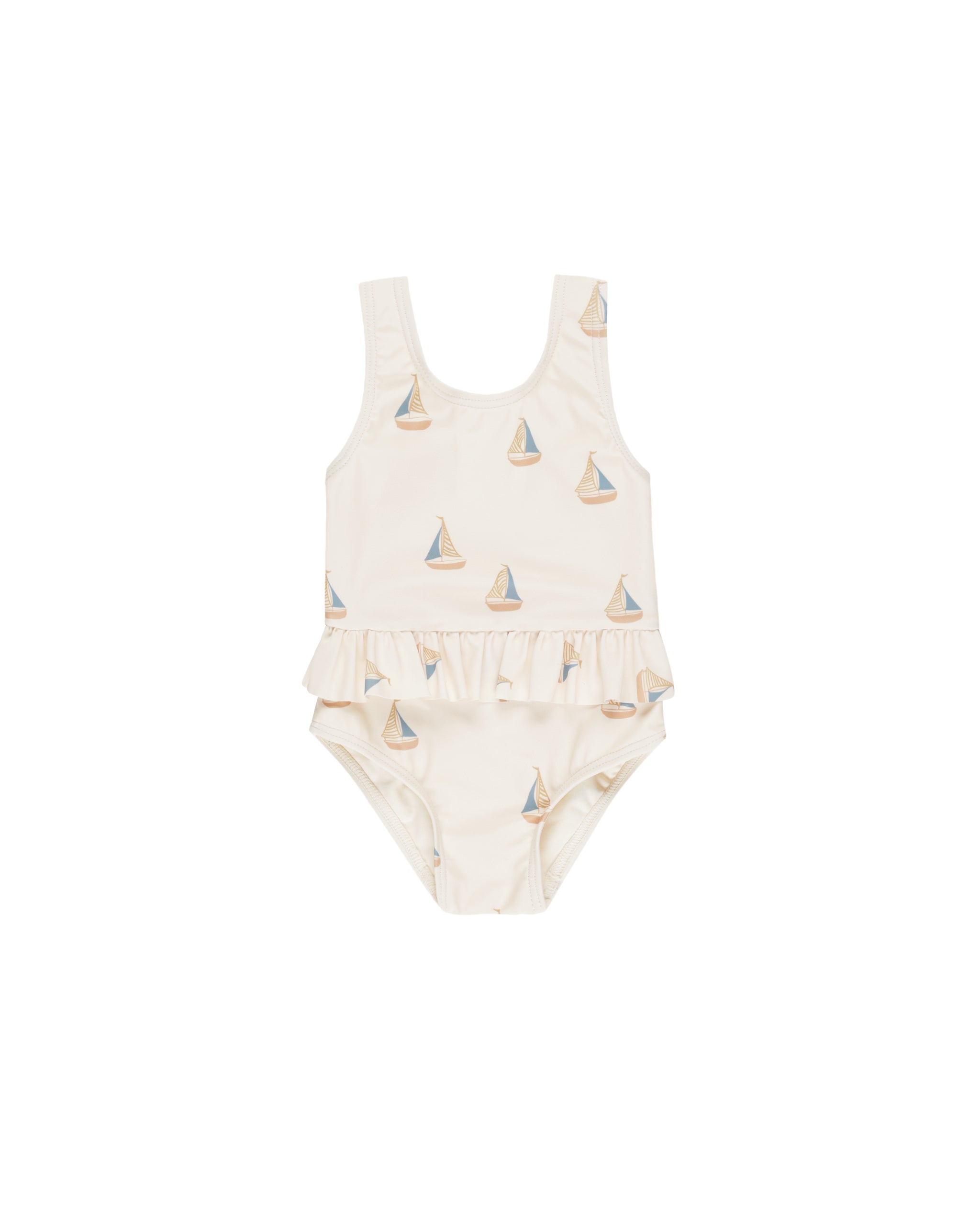 Rylee + Cru Skirted One-Piece - Sailboats