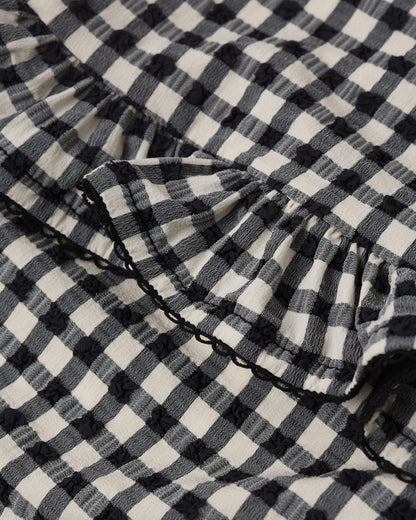 Rylee + Cru Skirted One Piece - Black Gingham