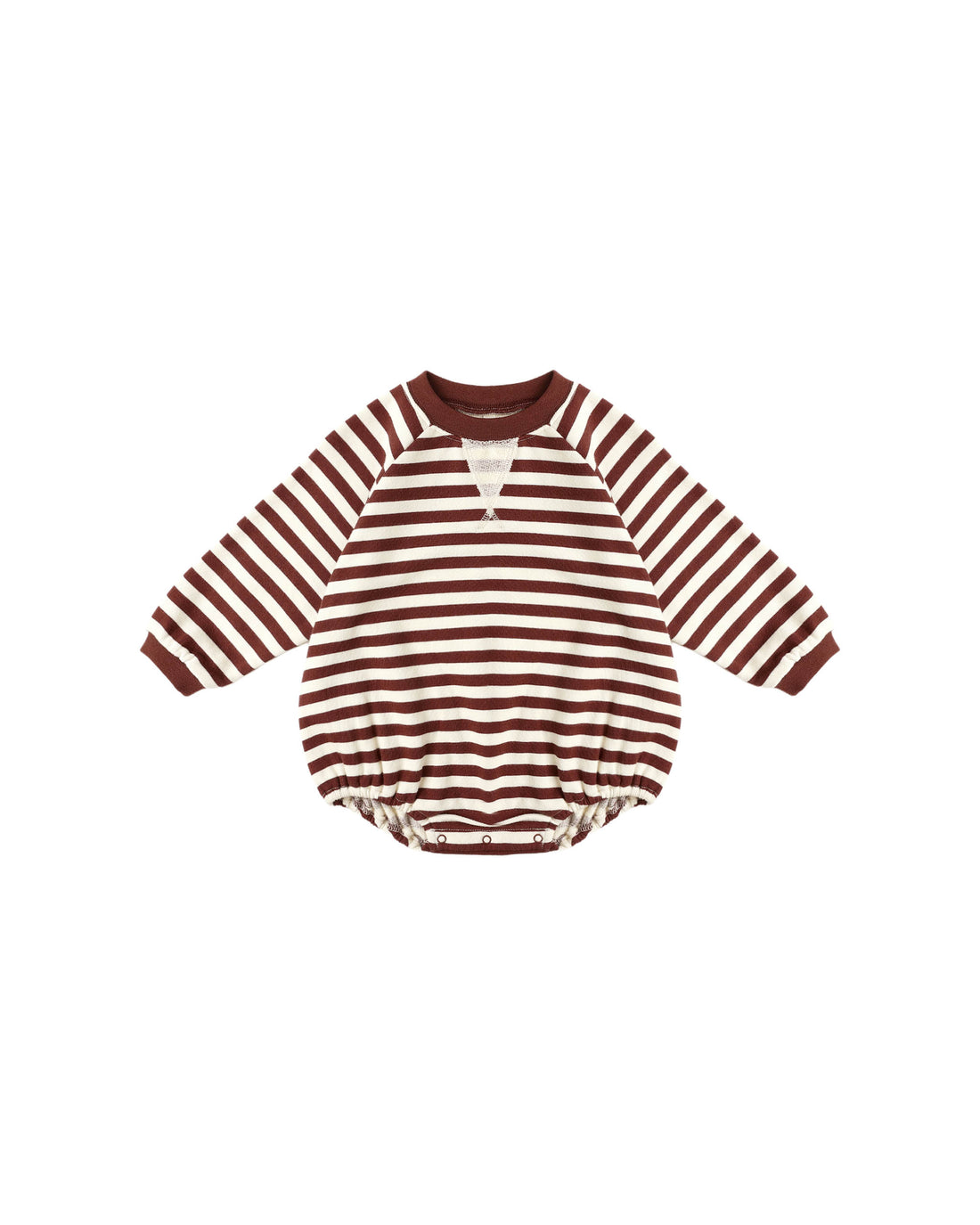 Rylee + Cru Crewneck Romper - Burgundy Stripe
