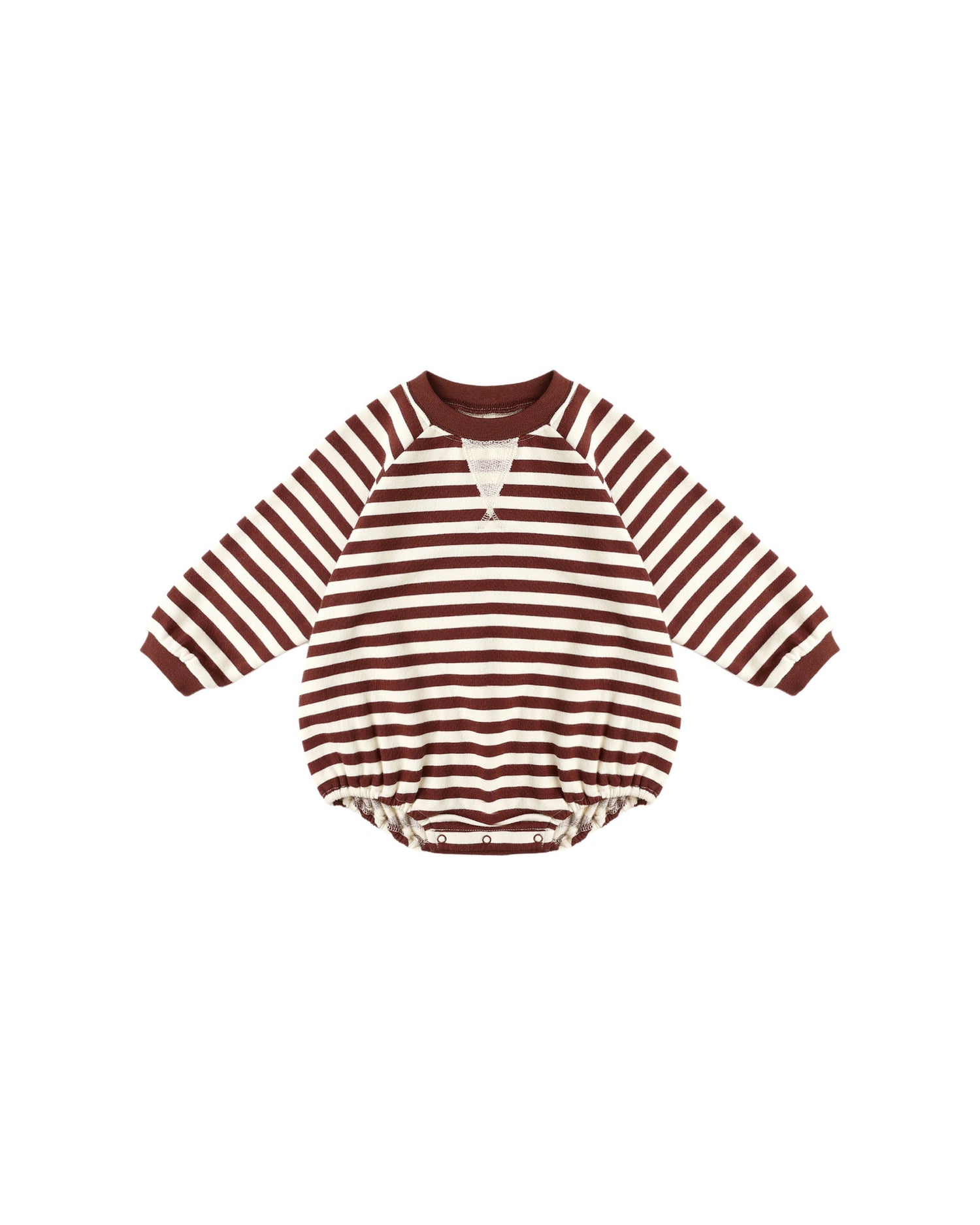 Rylee + Cru Crewneck Romper - Burgundy Stripe