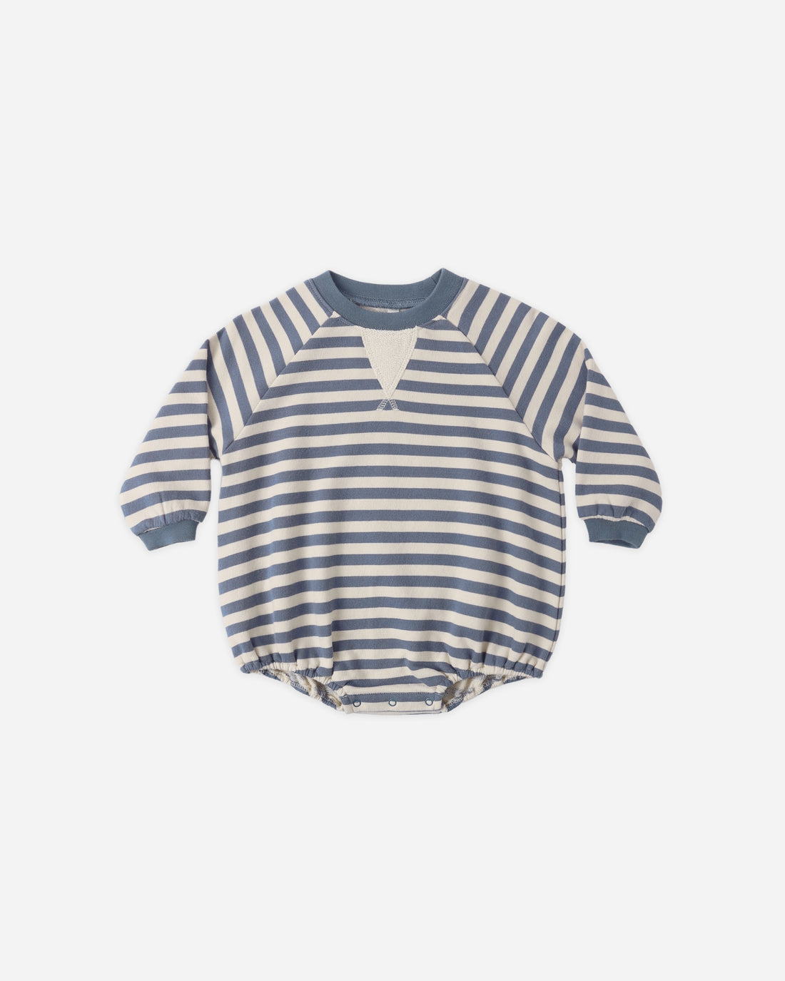 Rylee + Cru Crewneck Romper - Marine Stripe
