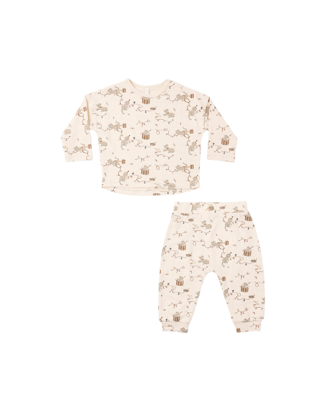 Rylee + Cru Long Sleeve Tee + Pant Set - Kitties