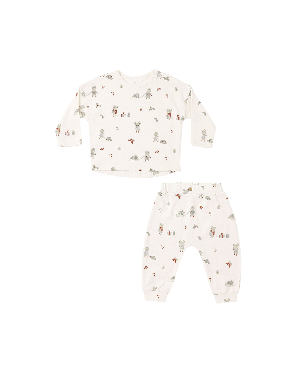 Rylee + Cru Long Sleeve Tee + Pant Set - Holiday Mouse