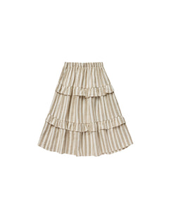 Rylee + Cru Ruffled Midi Skirt - Autumn Stripe