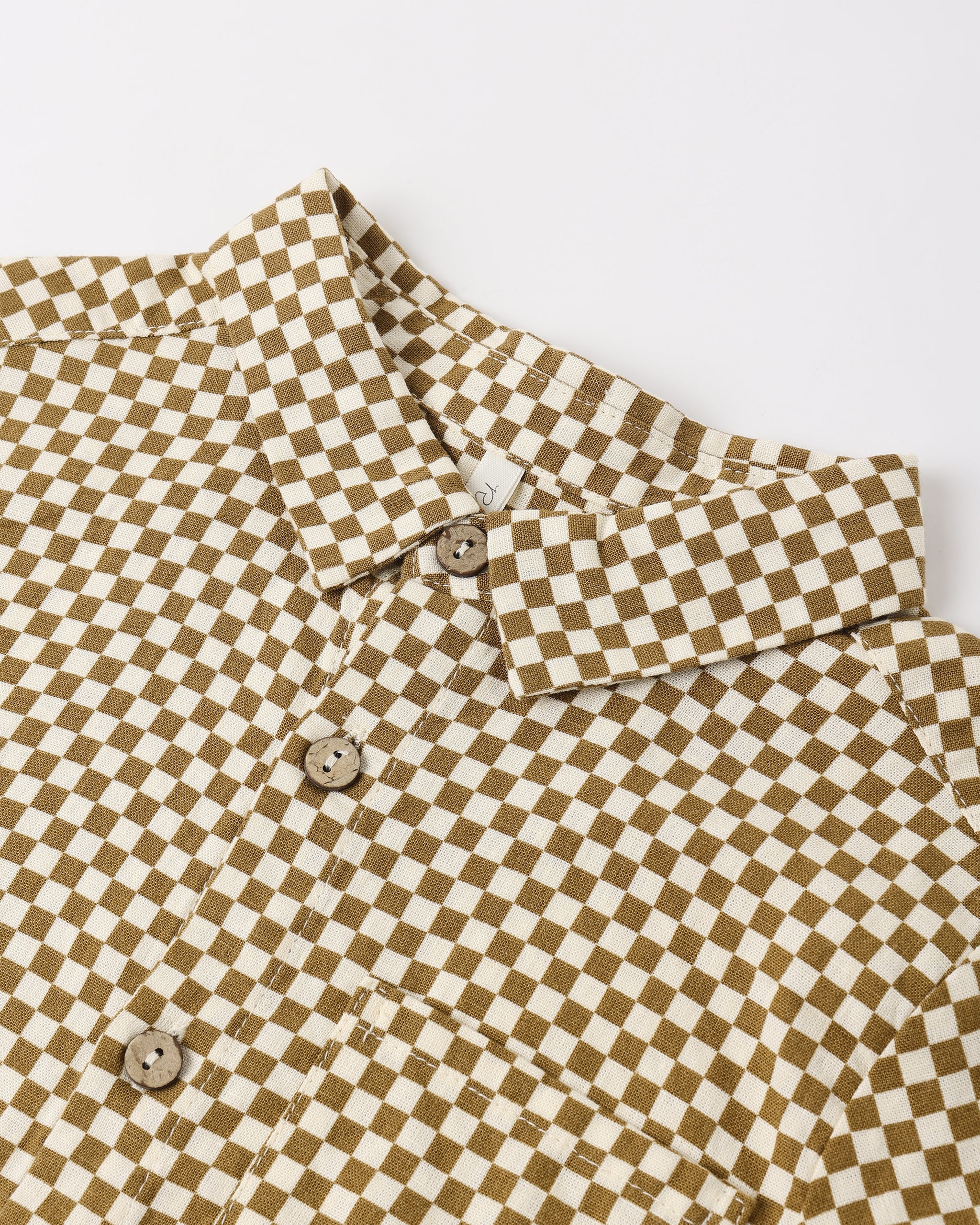 Rylee + Cru Collared Short Sleeve Shirt - Ocre Check