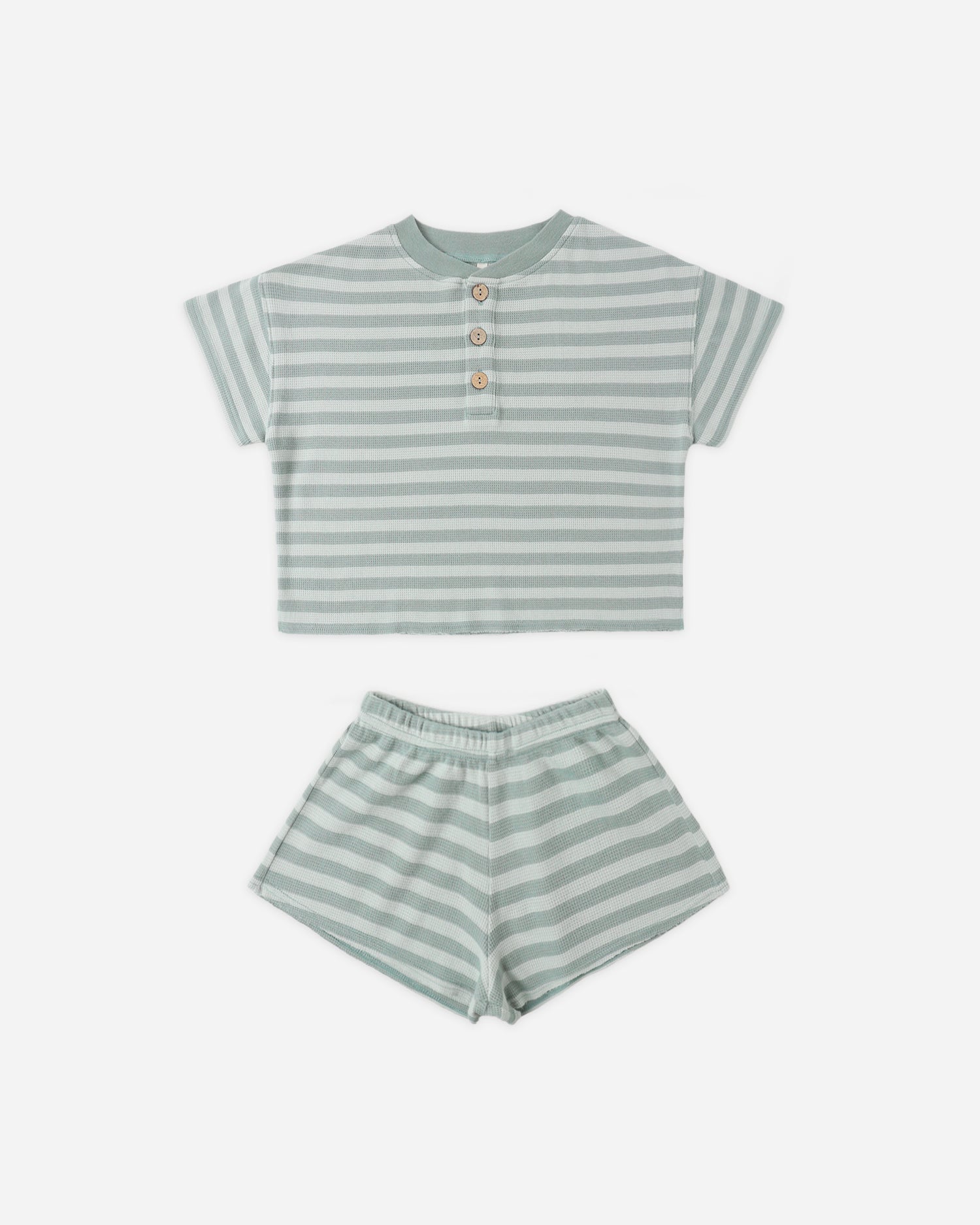 Rylee + Cru Summer Waffle Set - Sea Green Stripe