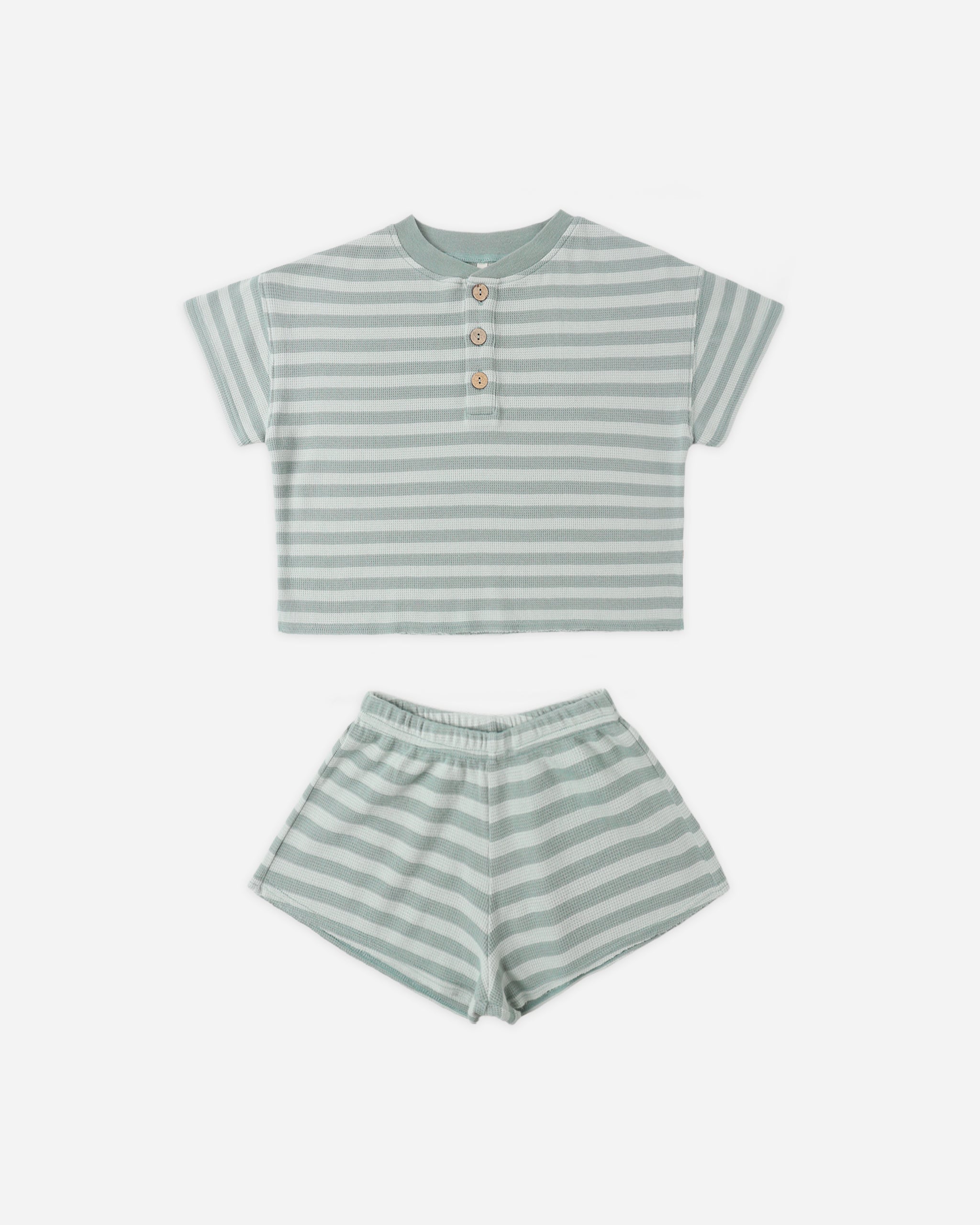 Rylee + Cru Summer Waffle Set - Sea Green Stripe
