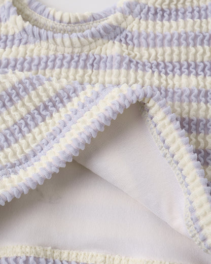 Rylee + Cru Cropped Rashguard Set - Periwinkle Stripe