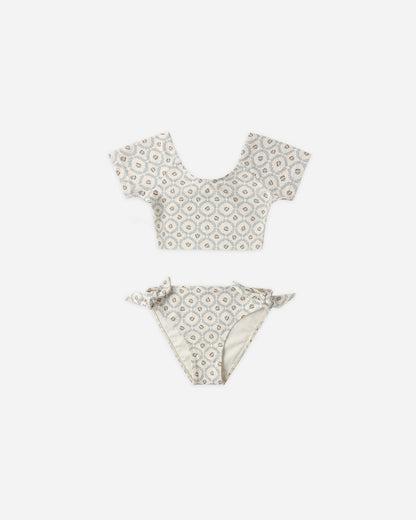 Rylee + Cru Cropped Rashguard Set - Green Fleur