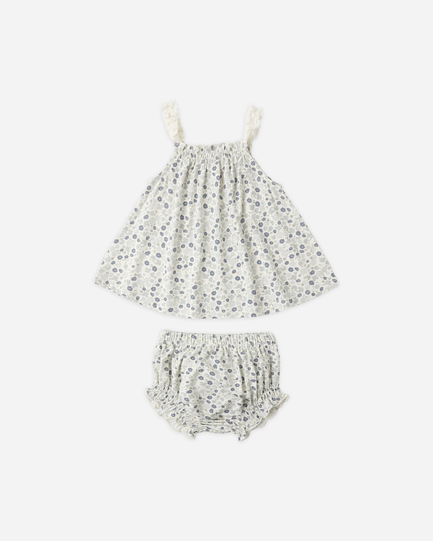 Rylee + Cru Swing Top &amp; Bloomer Set - Blue Ditsy