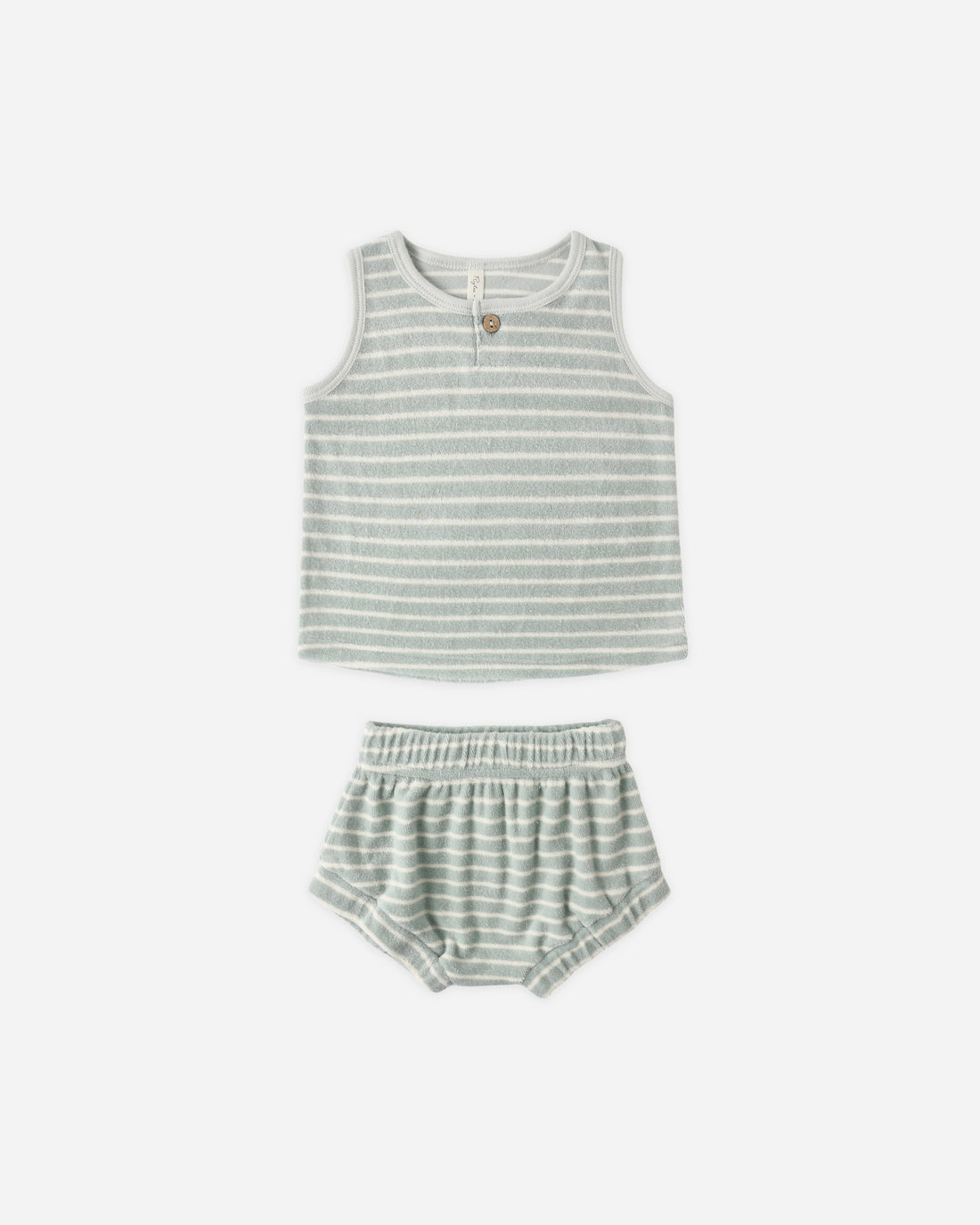 Rylee + Cru Baby Tank Set - Seafoam Terry Stripe