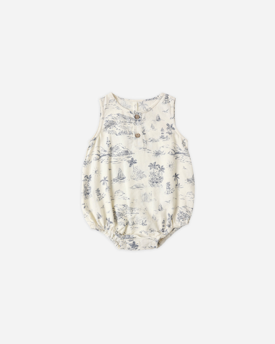 Rylee + Cru Beau Romper - Ocean Toile