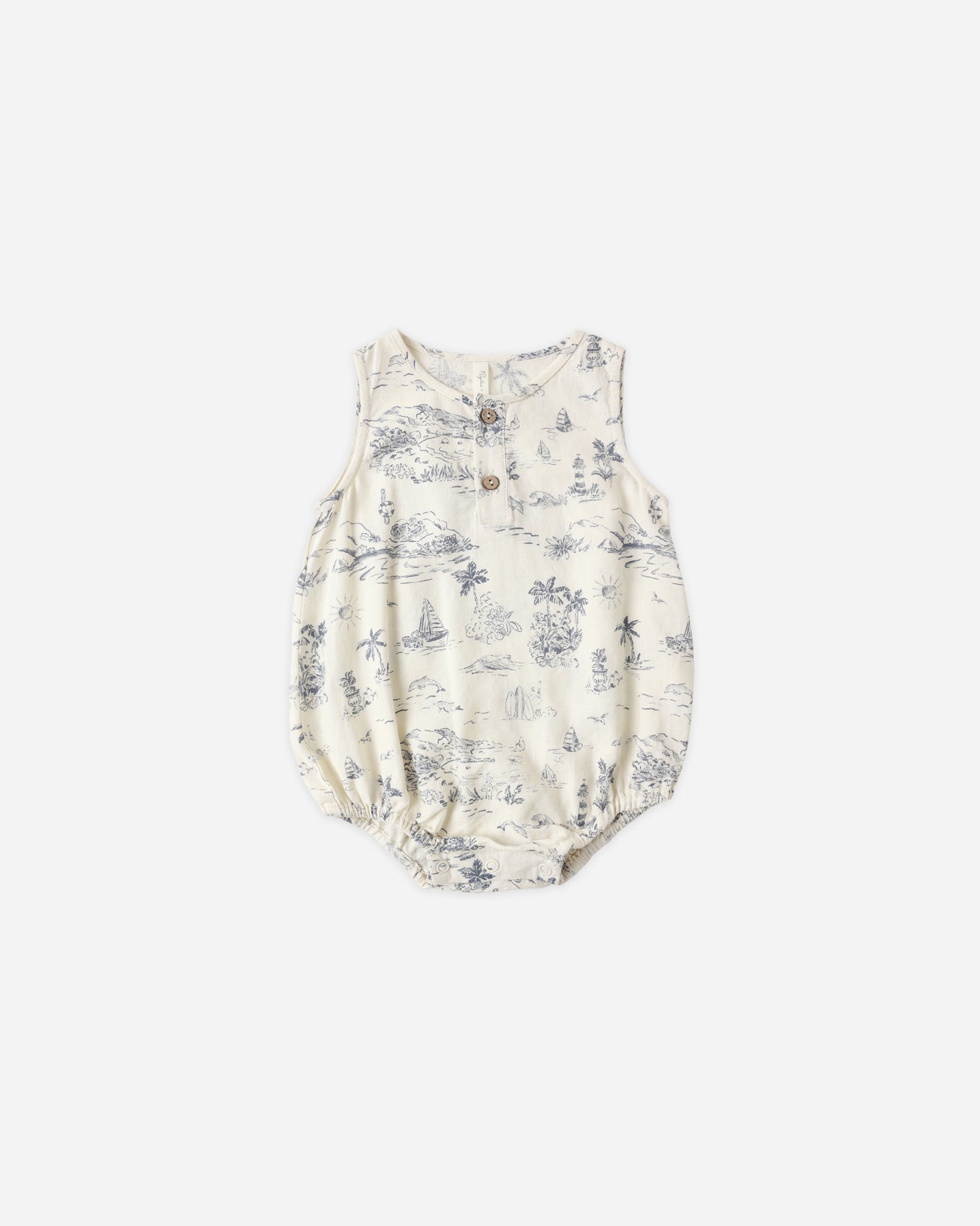 Rylee + Cru Beau Romper - Ocean Toile