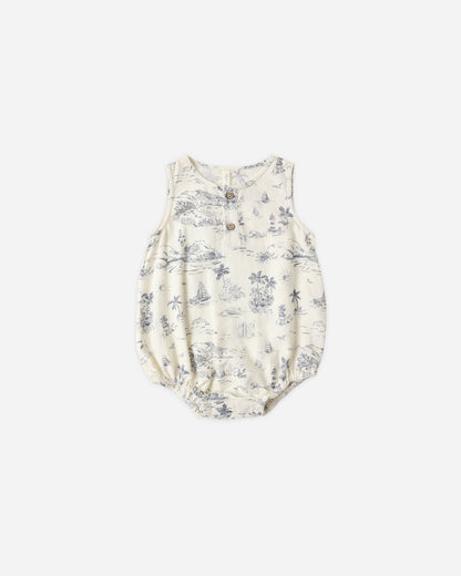 Rylee + Cru Beau Romper - Ocean Toile