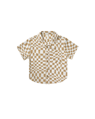 Rylee + Cru Lapel Collar Shirt - Sand Check