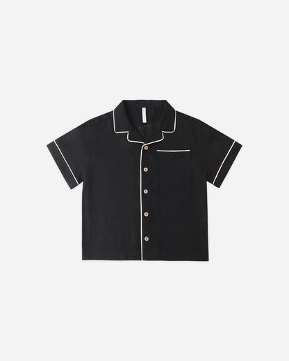 Rylee + Cru Lapel Collared Shirt - Black
