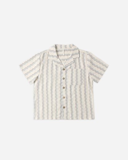 Rylee + Cru Lapel Collar Shirt - Wave Stripe