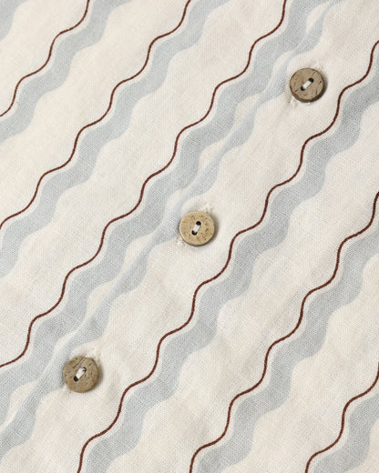 Rylee + Cru Lapel Collar Shirt - Wave Stripe