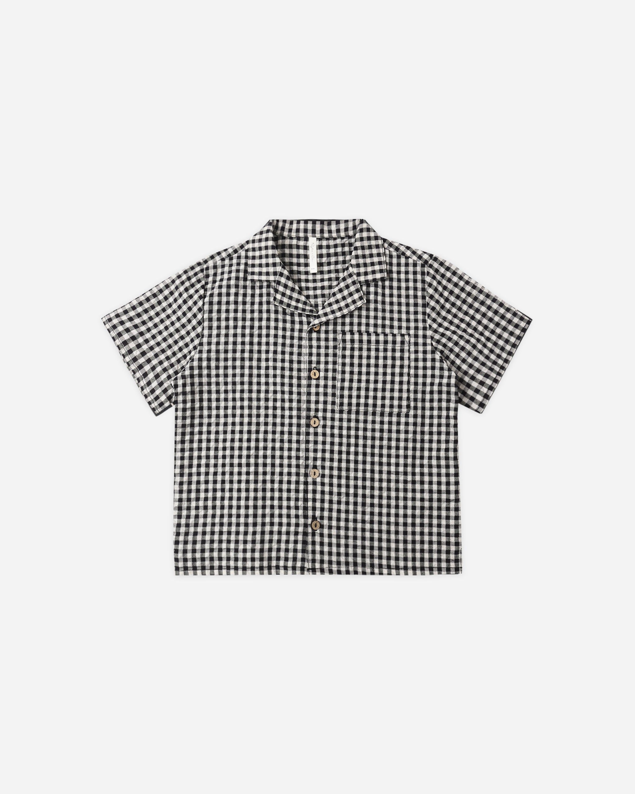 Rylee + Cru Lapel Collared Shirt - Black Check