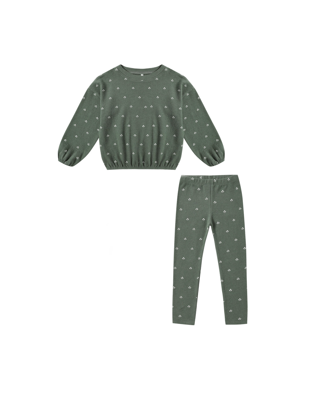 Rylee + Cru Spongey Knit Set - Evergreen Ditsy