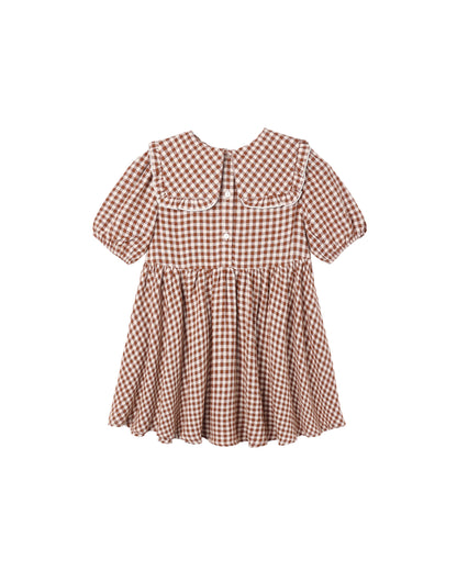 Rylee + Cru Camille Dress - Brick Check