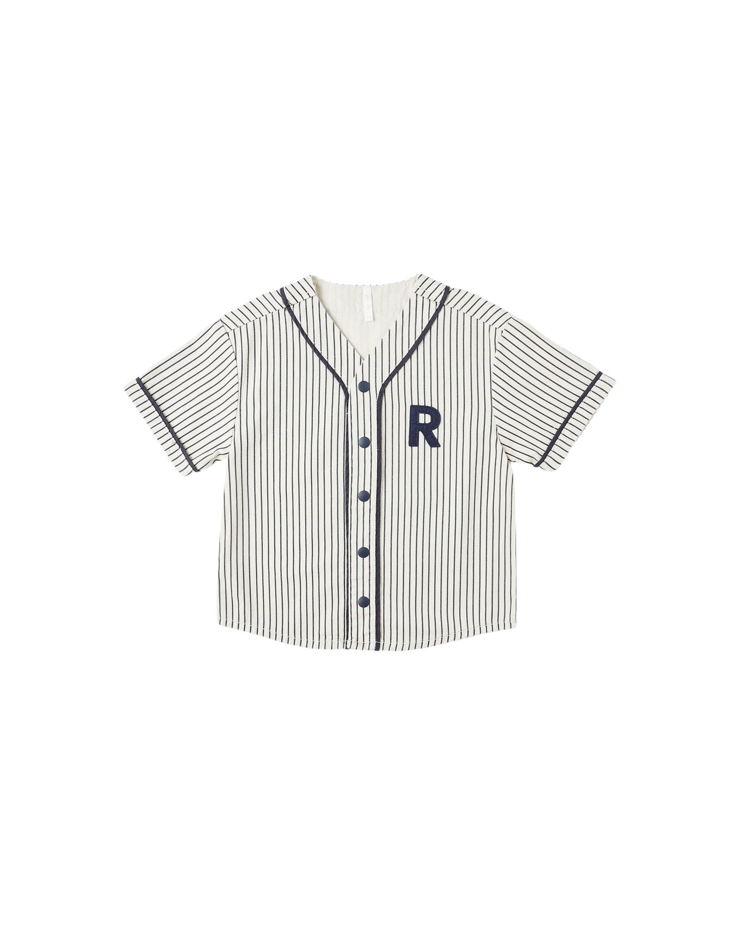 Rylee + Cru Baseball Shirt - Navy Pinstripe