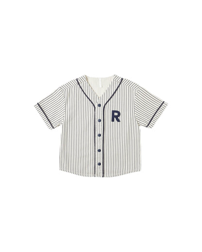 Rylee + Cru Baseball Shirt - Navy Pinstripe