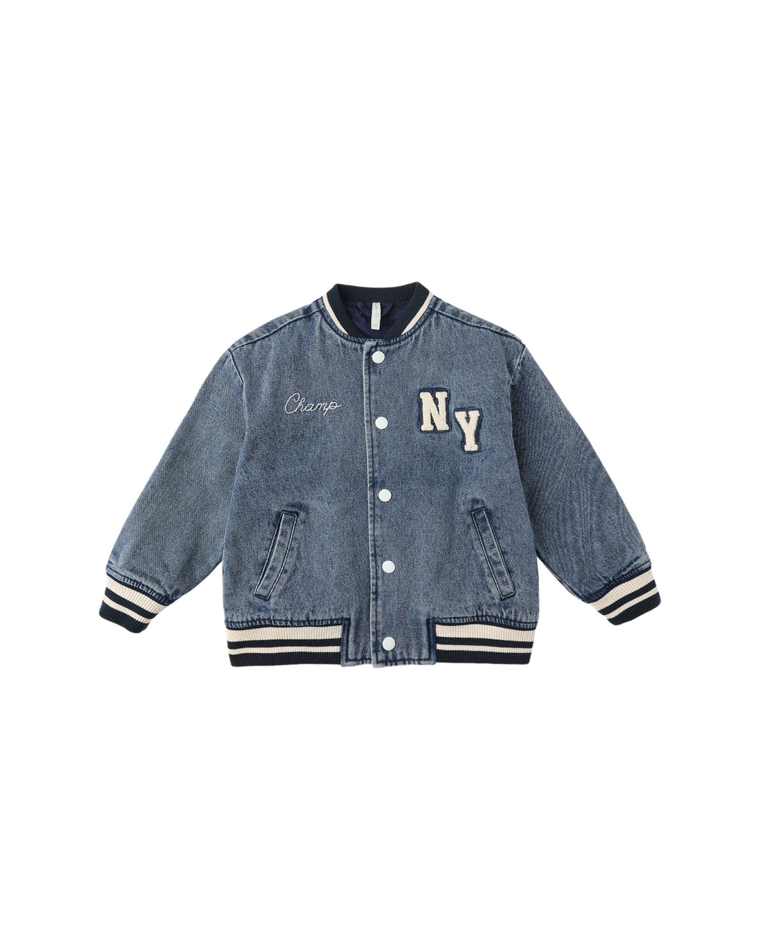 Rylee + Cru Varsity Jacket - Indigo Denim