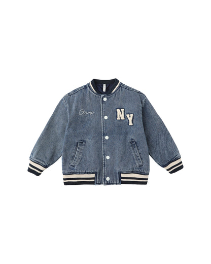 Rylee + Cru Varsity Jacket - Indigo Denim