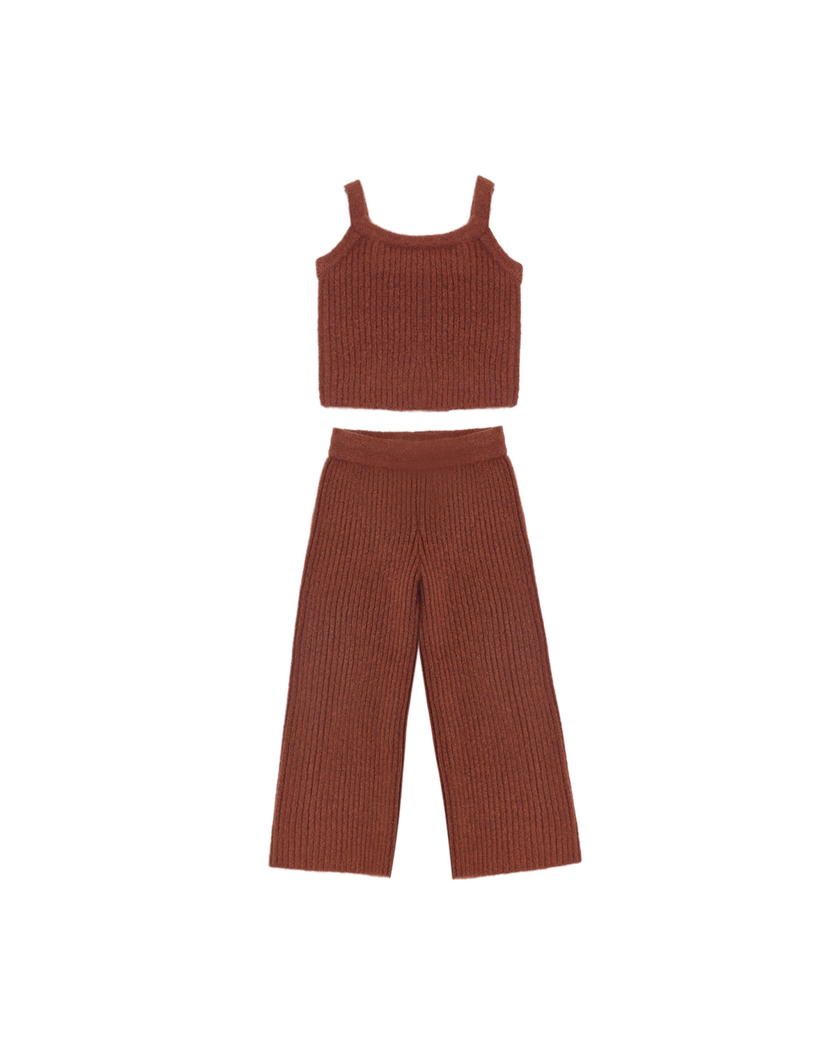 Rylee + Cru Fuzzy Knit Lounge Set - Brick