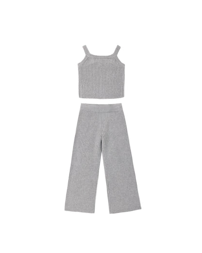 Rylee + Cru Fuzzy Knit Lounge Set - Dusty Blue