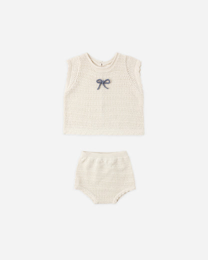 Rylee + Cru Scallop Knit Baby Set - Natural