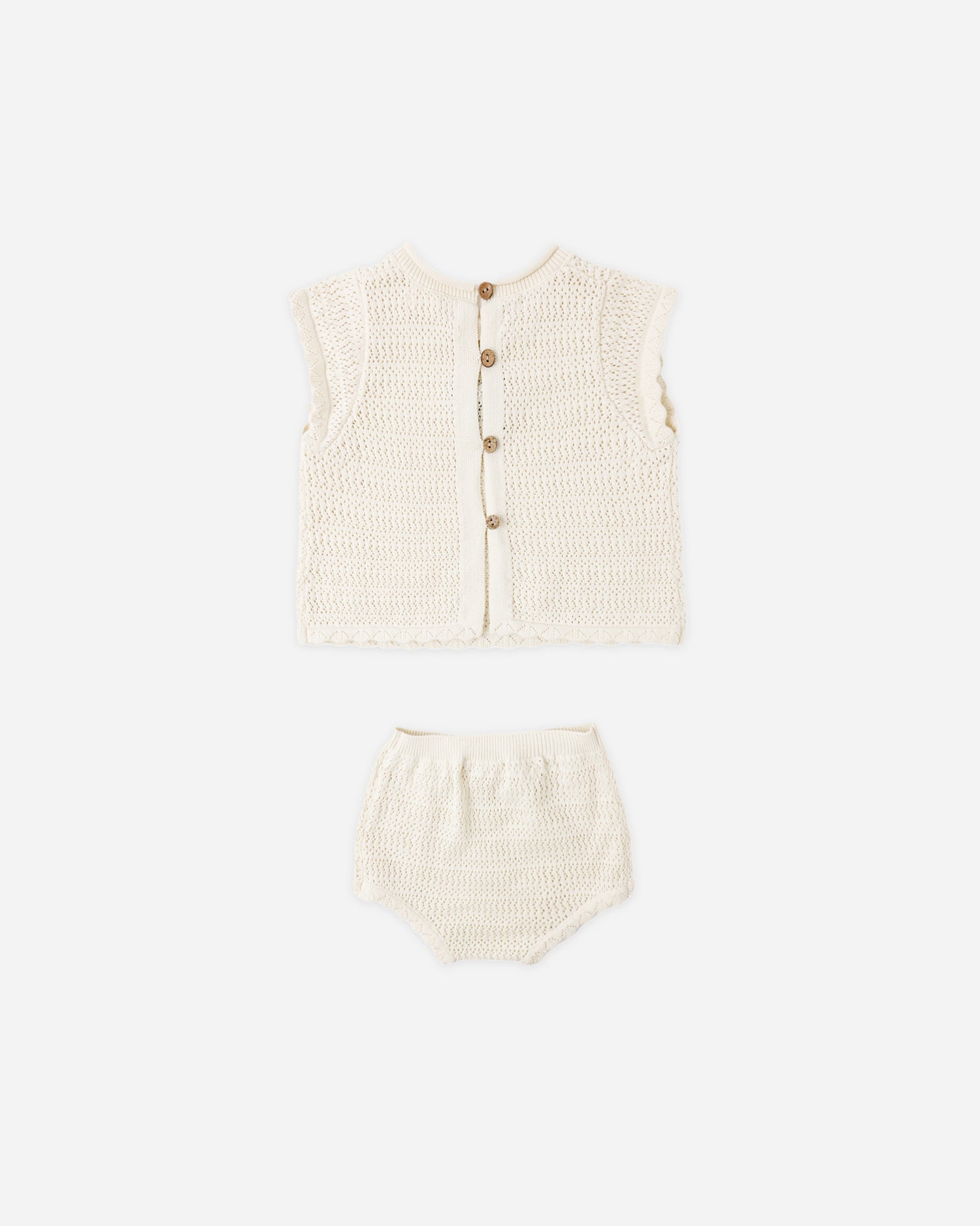 Rylee + Cru Scallop Knit Baby Set - Natural