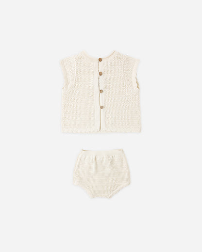 Rylee + Cru Scallop Knit Baby Set - Natural