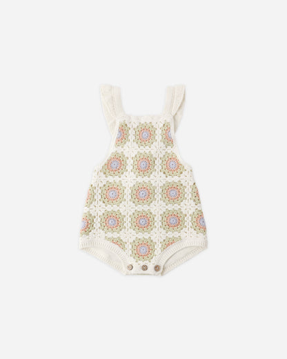 Rylee + Cru Crochet Romper - Citron Daisy Check