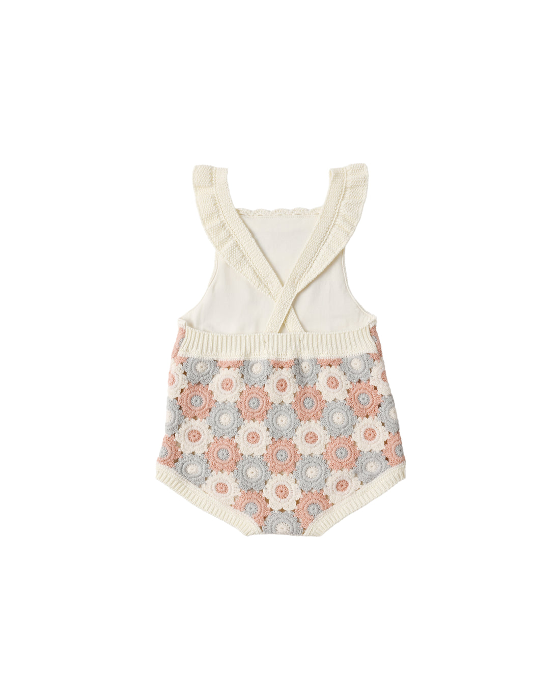 Rylee + Cru Crochet Romper - Blue, Light Pink, Ivory