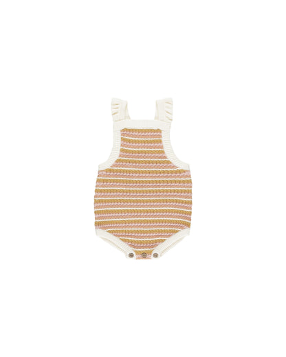 Rylee + Cru Crochet Romper - Pink Stripe
