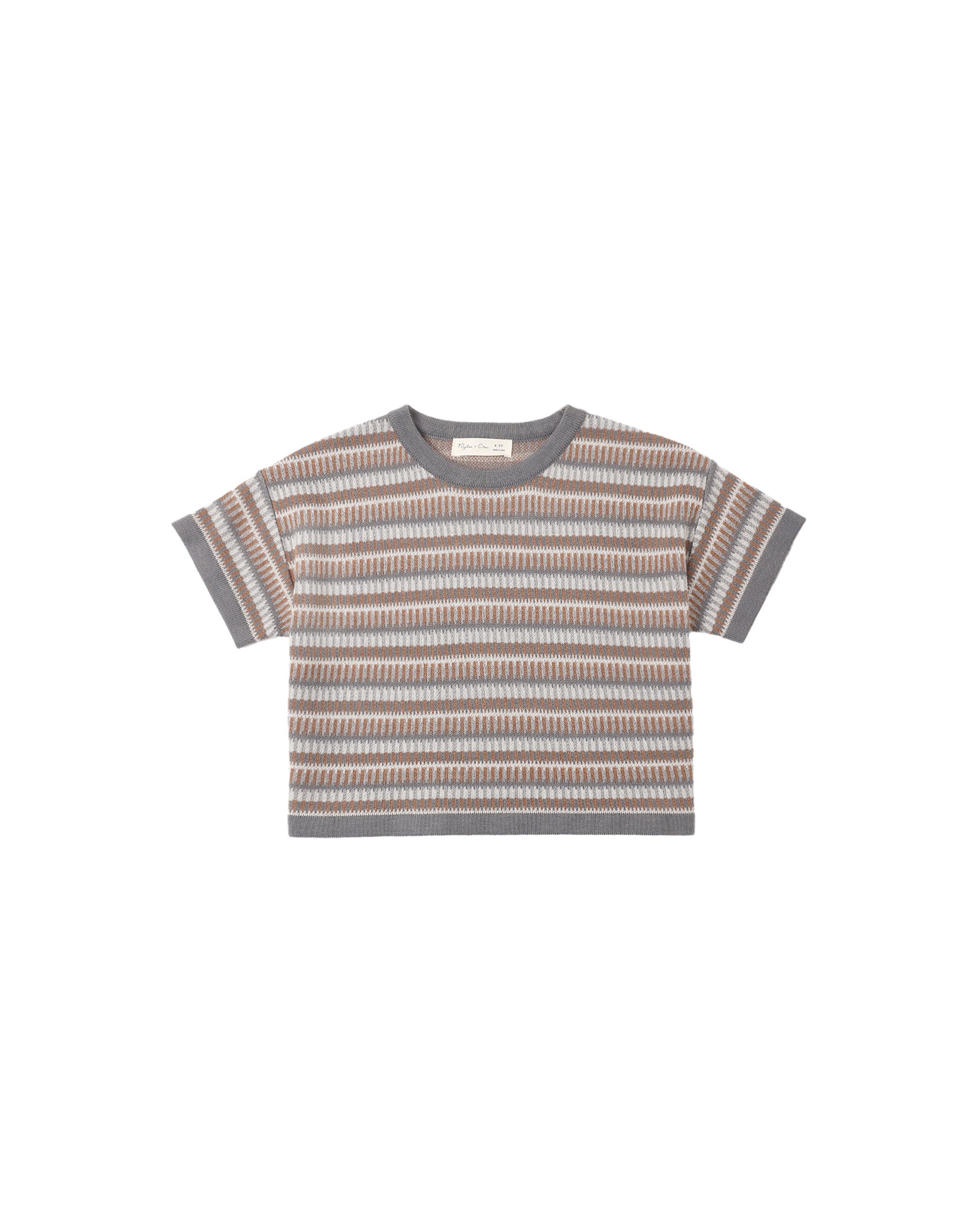 Rylee + Cru Boxy Crop Knit Tee - Multi Stripe