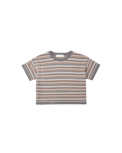 Rylee + Cru Boxy Crop Knit Tee - Multi Stripe