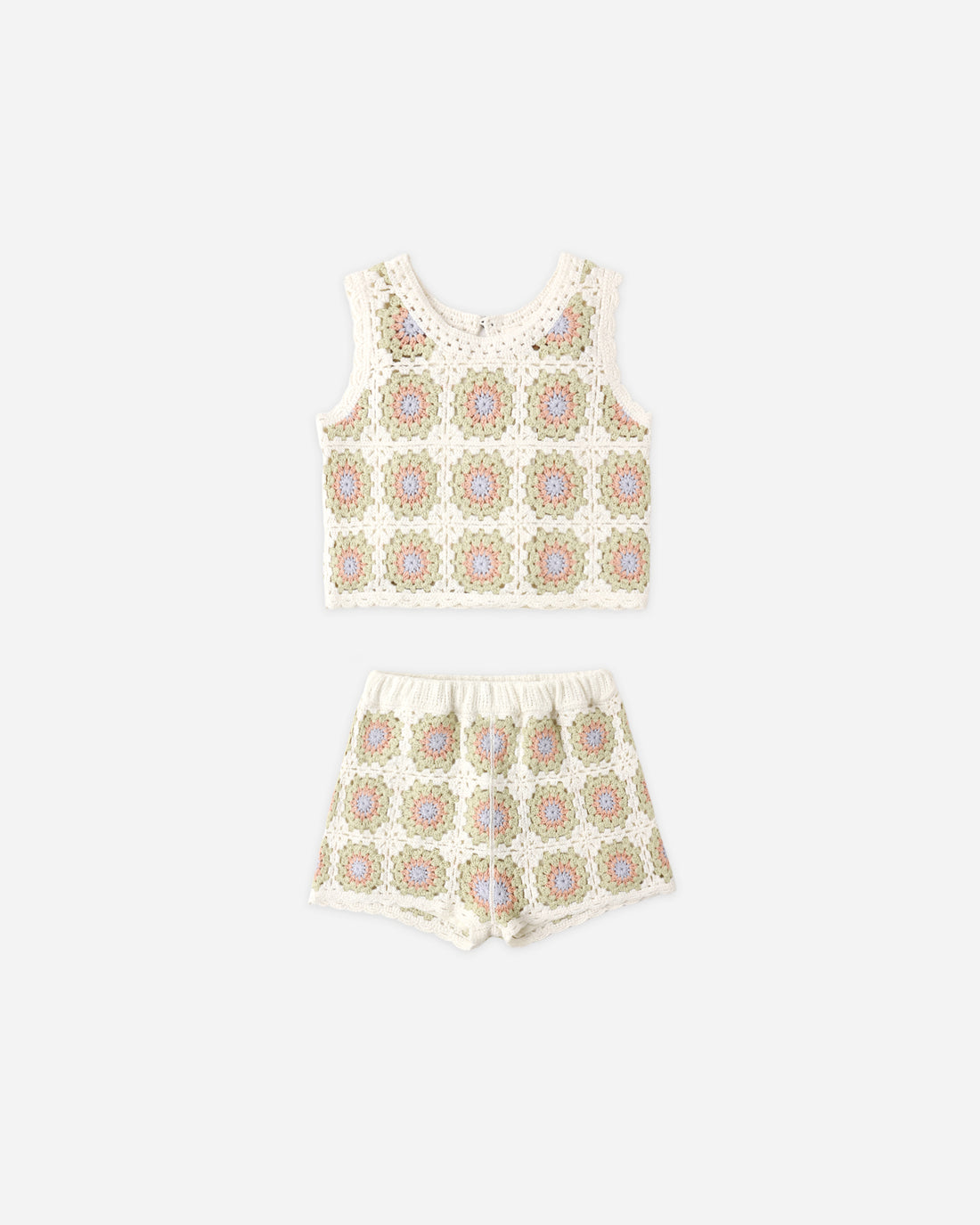 Rylee + Cru Crochet Tank Set - Citron Daisy Check