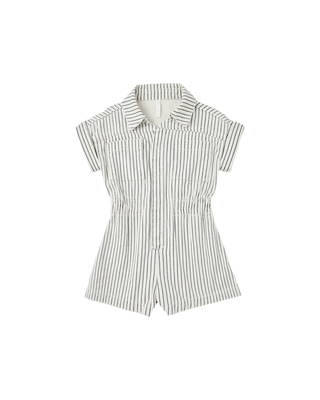 Rylee + Cru Utility Romper - Navy Pinstripe